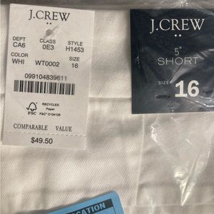 NWT JCrew white 5 inch shorts